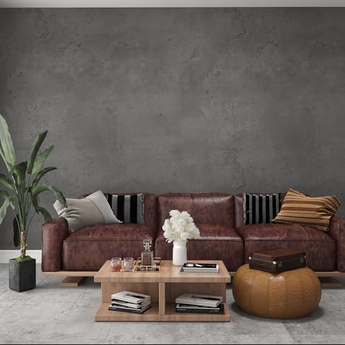 3YECAO 31"×1181" Extra Wide Big Thick Darker Grey Black Concrete Wallpaper Peel and Stick Removable Matte Textured 3d Dark Gray Concrete Cement Contact Paper for Store Coffee Room Gym Bedroom Bathroom - color: Dark Gray, size: 31" x 1181"