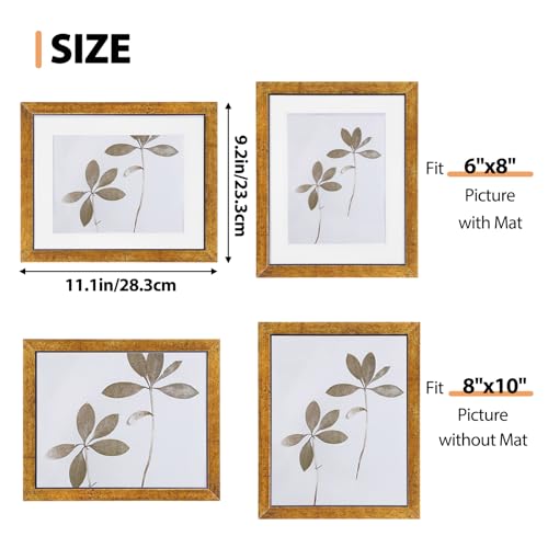 Fixwal 8x10 Picture Frame Set of 5 with Tempered Glass, Brown | Premium PS Product, Farmhouse-Style, Durability And Longevity, Wall or Tabletop Decor - color: B-Antique Brass Finish, size: 8x10