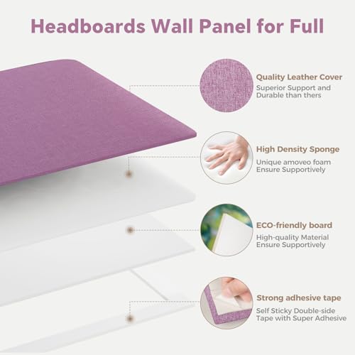 6-Piece Pink Linen Upholstered Headboard Twin Size Wall Mounted Fabric Headboard with Padded Panels, Soft for Small Space & Kids Room - color: Linen -Pink