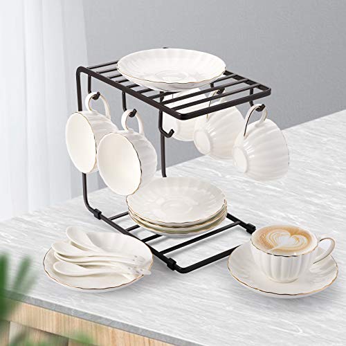 2 Pack Metal Wire Tree Stand for Mug, Countertop or Pantry Vintage Metal Mug Rack Holder for Counter 6 Hooks Coffee Cup Display Hanger Rack Organizer