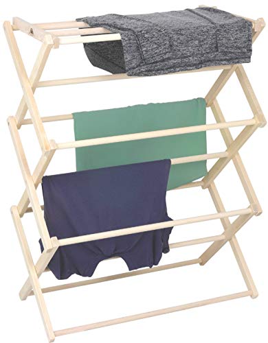 Premium American Maple Clothes Drying Rack - Handcrafted in Pennsylvania - Solid Wood Construction, Collapsible, Eco-Friendly Laundry Solution (Medium) - color: Medium | Flat Top