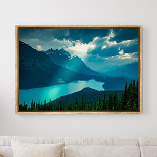 SIGNWIN Framed Canvas Wall Art Sunrise in Peyto Lake - Alberta Canada Landscape Wilderness Photography Modern Art Contemporary Scenic Dramatic for Living Room, Bedroom, Office - 16"x24" Natural - color: B10-2103-spl08, size: 24"L x 16"W