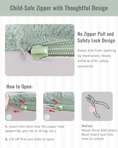 Blissful Diary Kids Couch, 2-in-1 Soft Kids Sofa, Kids Sofa Chair, Comfy Kids Furniture for Playroom, Reading & Play, Fuzzy Sage Green - color: Fuzzy Sage Green