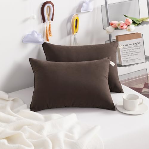 NTBAY Toddler Pillows, Set of 2, 13"x18", Dark Brown | Soft Microfiber Toddler Pillows with Down-Alternative Fill, 2 Pack 13 x 18 Inch Pillows for Beds, Daycare, and Travel - color: Dark Brown, size: 13"x18"