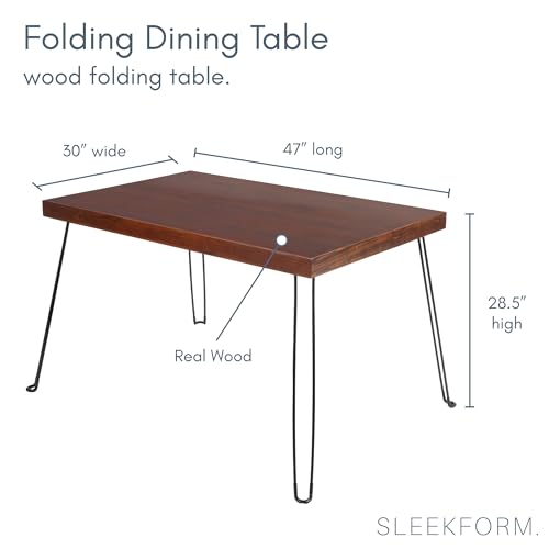 Wooden Folding Dining Table for 4, 47 x 30 Inch | Collapsible Hairpin Legs, Portable & Lightweight for Small Spaces - color: Walnut, size: 47 x 30