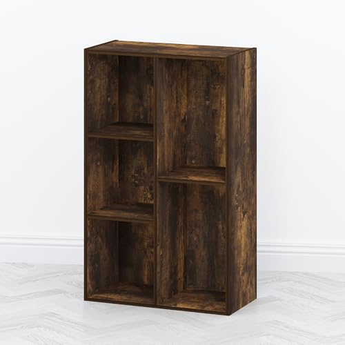 Furinno TOMI TV Stand, 5-Cube Entertainment Center with Open Shelf, Reversible TV Console, for Living Room, Bedroom, Home Office, Amber Pine - color: Amber Pine, size: 5-Cube, Wooden Frame
