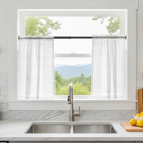 Tension Rods 2Pack Black Tension Curtain Rods 23-48Inch Small Curtain Rods | for Windows Adjustable Curtain Rods Spring Rod for Doorway,Closet,Windows - color: Black, size: 23" to 48"-2Pcs