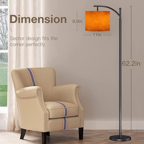 Arc Floor Lamp Orange autumn old watercolor texture painted marbled vintage grunge Modern Tall Standing Lamp Dimmable with Remote Adjustable Drum Shade Footswitch for Living Room Bedroom Office - color: Multi9