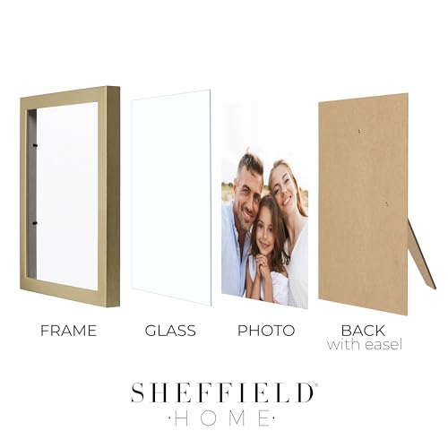 Sheffield Home 4 Piece Gallery Wall Frame Set, 8x10 Inch, 5x7 Inch, and 4x6 Inch, Gold - color: Gold, size: 8x11, 5x7, 4x6 Inch