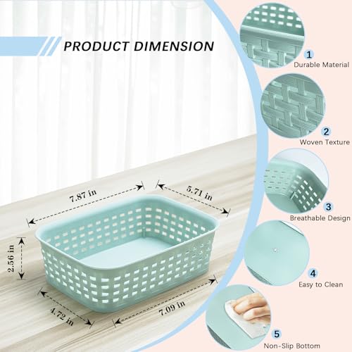 Soddeph Plastic Storage Baskets for Cabinets, Household Pantry Organization with Handle,Organizer Bins for Room,Bathrooms,Under-Sink,Kitchen (Green, XS-3PACK) - color: Green, size: XS-3PACK