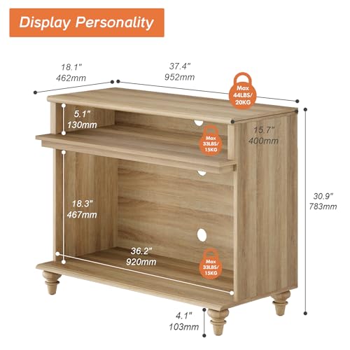 WAMPAT TV Stand for 43 Inch TV, Small Media Console Table Storage Cabinet for Living Room, Wood End Table with Storage Shelf, Oak