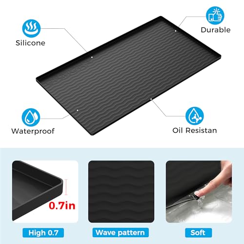 URMONA 31'' x 22'' Waterproof Silicone Under Sink Mat Cabinet and Counter Protector, Shelf Liner for Kitchen and Bathroom, Storage and Organizers, Litter Mat, Pet Cat Puppy Essentials(Slate) - color: Slate, size: 31"L x 22"W