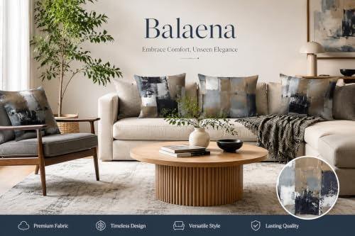 Brown Grey Abstract Throw Pillow Covers 18x18 Set of 4 | Brown, Grey & Taupe Modern‑Art Cushion Cases, neutral aesthetic pillowcases for sofa, bedroom & chair - color: Earth Tone Brown and Blue Grey, size: 18" x 18" (Pack of 4)