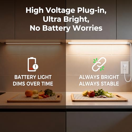 cambk 36inch Plug in Under Cabinet Lighting Strip for Kitchen - size: 36inch