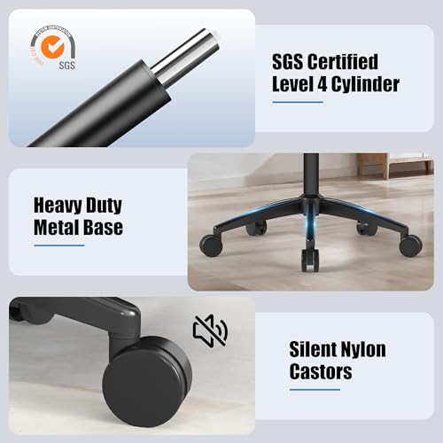Ergonomic Office Chair with Adjustable Lumbar Support, 3D Arms and Headrest, High Back Wide Desk Computer Chair with Wheels, for Home & Office, Black - style: without Footrest