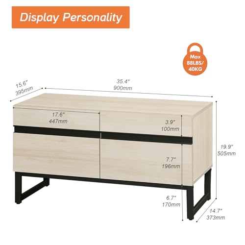 WAMPAT Modern TV Stand for 26-40 Inch TVs, Wood Entertainment Center with Metal Base Storage Cabinets, Media TV Console for Living Room, Light Oak, 1Pcs - color: Light Oak, size: 1 Pcs