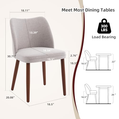 GarveeHome Dining Chairs Set of 4 with Cozy Backrest/Wooden Legs | Dining Chairs Set of 4 with Cozy Backrest/ Wooden Legs No tools Needed - color: Light Grey