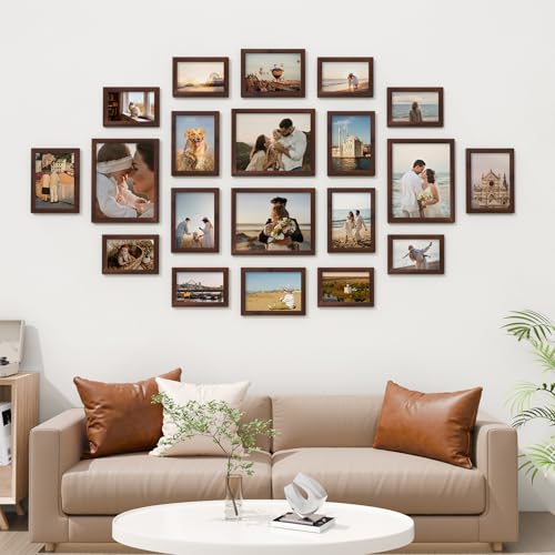 Vittanly 20 Pack Picture Frames Collage Wall Decor, Light Brown | Gallery Wall Frame Set for Wall or Tabletop Display, Multi Sizes Picture Frame Set: 4pcs 8x10, 8pcs 5x7, 8pcs 4x6, MDF Wood - color: Light Brown