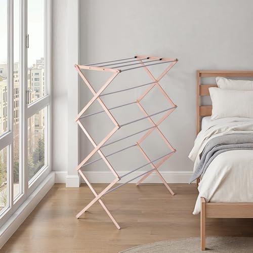 Household Essentials 5001 Collapsible Folding Wooden Clothes Drying Rack For Laundry | Pre Assembled - color: Natural/White Birch