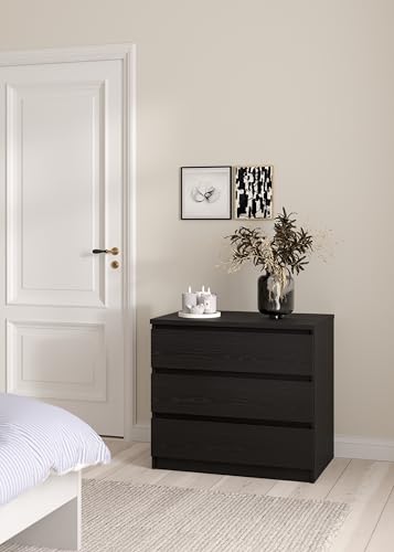 Tvilum Scottsdale 3 Drawer Chest in Black Woodgrain - color: Black Woodgrain