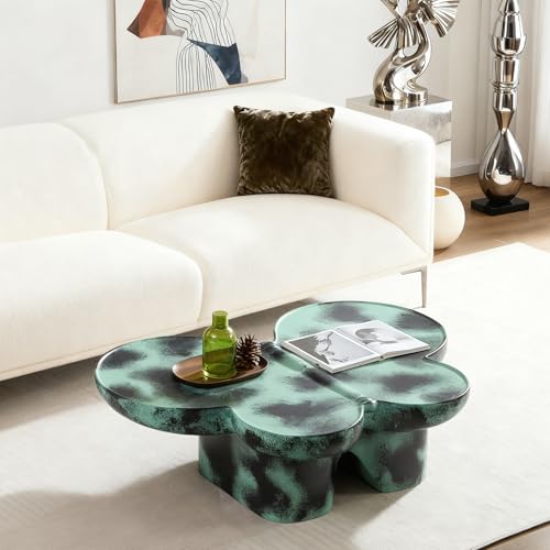 Modern Fiberglass Butterfly Coffee Table, Black and White Artistic Center Table, Sculptural Accent Cocktail Table for Living Room, Durable Contemporary Furniture(47''Blue+Black) - color: 47''blue+black