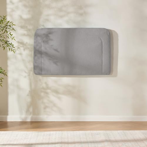 Hearth & Harbor Wall Mounted Twin Headboard Only, Bed Headboard Twin Size | Easy Assemble, Floating Peel & Stick, Upholstered Boucle, 3D Stitched Wall Panels, 5 Strips of 3M Tape Included, Silver - color: 06-silver, size: Twin