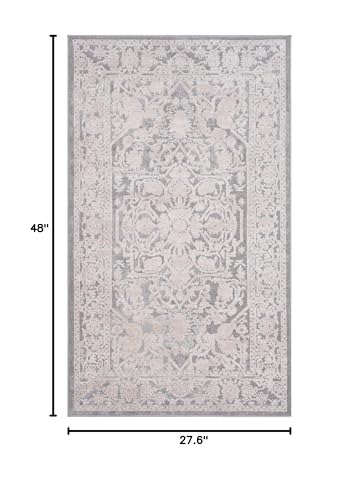 SAFAVIEH Reflection Collection Accent Rug - 2'3" x 4', Light Grey & Cream, , Non-Shedding & Easy Cleaning, Ideal for Foyer, Living Room, Bedroom (RFT665C) - color: Light Grey/Cream, size: 2'3" x 4' (Rectangular)