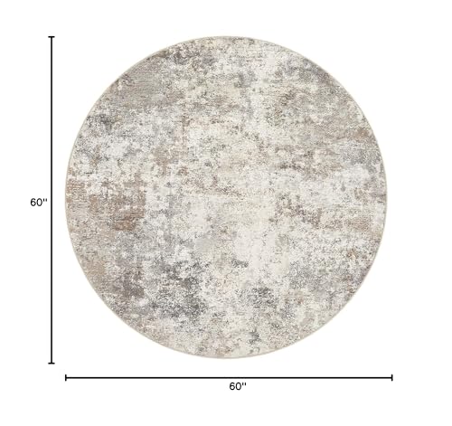 UERMEI 5ft Round Area Rug Living Room Rugs - 5x5 Washable Neutral Modern Abstract Soft Thin Rug Indoor Floor No Slip Rug Carpet for Bedroom Under Dining Table Home Office Decor - Brown Grey - color: Brown Grey, size: 5' (Round)