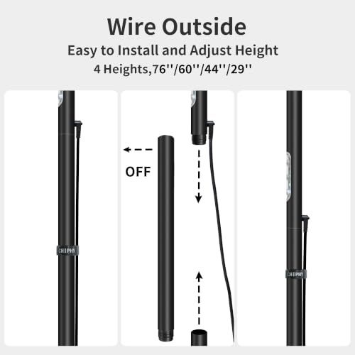 60W Torchiere Lamp, 76'' Dimmable Tall Lamp, Bright Sky Floor Lamp | 4000K, 360° Gooseneck, Height Adjustable, Touch Control, CRI 95, Aluminum Panel, for Living Room Bedroom Office Plant Light - color: Touch Control