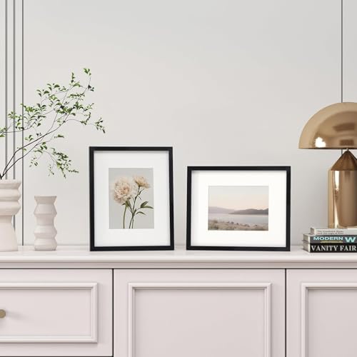 8x10 Picture Frame Set of 9, 10x8 Photo Frames with Plexiglass for 5x7 Pictures with Mat or 8x10 Without Mat, Art Collage for Wall Gallery and Tabletop Display, 8 x 10 Frame Black - color: Black, size: 8x10
