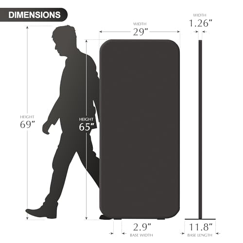 DECOLAB Room Divider Panel, Standing Privacy Partition Wall 29"x65", Iron | Free Standing. For Office, Studio Apartment, Classroom, Home, Restaurant. Scratch Resistance. - color: Iron