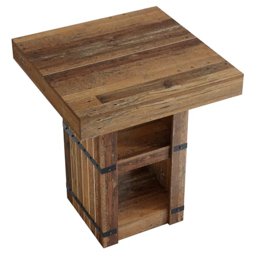 Tribesigns 37.4" H Square Dining Table for 2-4, 31.5" Small Farmhouse Dinner Kitchen Table with 2-Tier Storage, Wooden Dining Room Furniture for Kitchen, Dining Room, Apartment