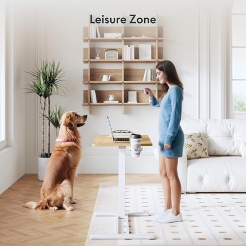 FLEXISPOT 32''Adjustable C Table Gas Spring Mobile Side End Table | Adjustable C table with Wheels, Bedside table for sofa and couch. Laptop Rolling Cart TV Tray, 31.5" W x 17.7" D,Maple - color: Maple, size: 32x18