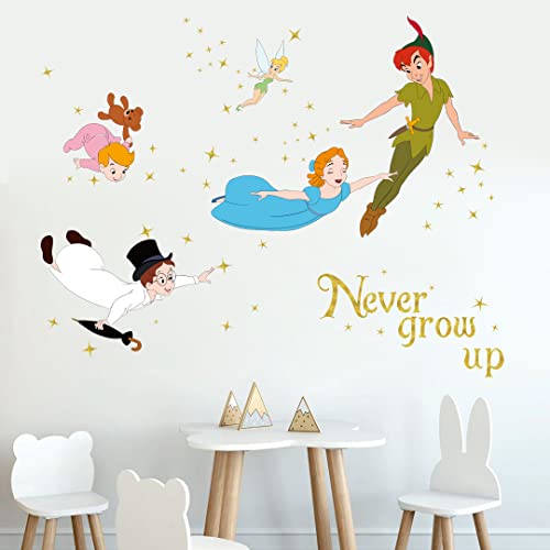 Runtoo Baby Wall Decal Stickers for Kids Bedroom Nursery Classroom | peel and stick, for boys and girls, never grow up, quotes, vinyl, removable, wall art decor
