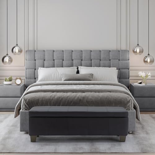 51 Inch Storage Ottoman, Storage Bench with Safety Hinge, Upholstered Synthetic Leather Ottoman Bench for Bedroom, Living Room, Entryway, Hallway, Foot Rest, Support 500lbs, Black - color: Black, size: 51 inch