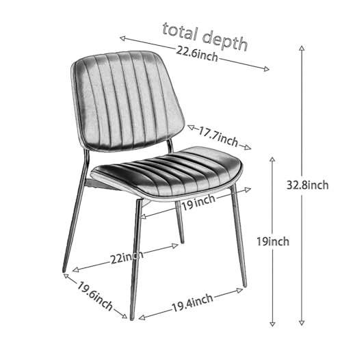 Dining Chairs Set of 2, Mid-Century Modern Upholstered PU Leather Chairs | with Walnut Bentwood Back and Metal Legs Adjustable Feet for Kitchen Dining Living Room, Gray Vertical Stripes - color: Gray Vertical Stripes