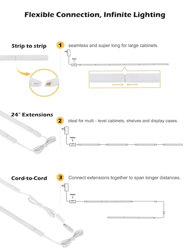 Cefrank Under Cabinet Lighting, 6-Pack 12" Linkable LED Light Bars 3000K | Warm White 1200LM • Plug-in • CRI90+ • Frosted Lens • Pantry • Bookshelf • Workbench - color: Warm White