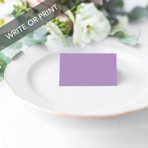 Andaz Press Table Tent Printable Place Cards, Lavender 20-Pack, Seat Placement Cards For Table Settings Name Cards for Bridal Wedding, School Graduation Food Card Purple Place Cards - color: Lavender