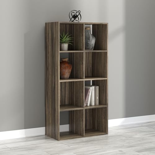 Signature Design by Ashley Shallifer 8-Cube Storage Organizer, Brown | Engineered wood (MDF/particleboard/plywood) and decorative laminate, Weathered brown finish, Fits 10.5 in bins, Casual style - color: Brown, size: Eight Cube