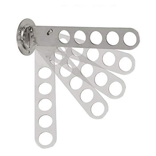 Wall Mounted Rack Laundry Room Clothes Hanger Wall Mounted Clothes Rack with Swing Arm Stainless Steel Clothes Hooks Laundry Hanger Dryer Rack Folding Hanger Retractable Clothes Rack - size: 8 Hole
