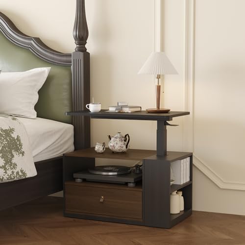 FLEXISPOT H7 CAB 28" Storage Sit-Stand Desk with Pneumatic Lift | Computer workstation desk with drawer and cabinet storage. Compact desk for small spaces and home office.25.8"–41.3",Black - color: Black