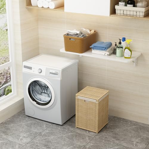 Wall Mounted Laundry Room Folding Table,Fold Down Desk for Small Spaces |Office|Study|Work Bench|Kitchen Dining Restaurant| Home Bar | Waterproof Easy to Install and Clean - color: White, size: 39.4"×19.7"