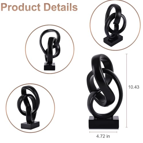 Modern Abstract Knot Sculpture, Artistic Mobius Inspired Resin Decor, Elegant Home and Office Decor, Perfect for Shelves, Desktops, and Mantles, Ideal Gift for Birthdays, Housewarmings (Black) - color: Black