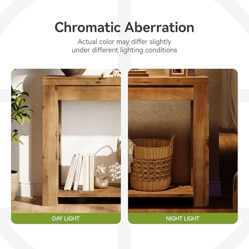 LITTLE TREE Solid Wood Console Table, Farmhouse 2-Tier Entryway Table, 43.3-Inch Narrow Sofa Table Behind The Couch for Living Room, Hallway, Foyer, Entrance