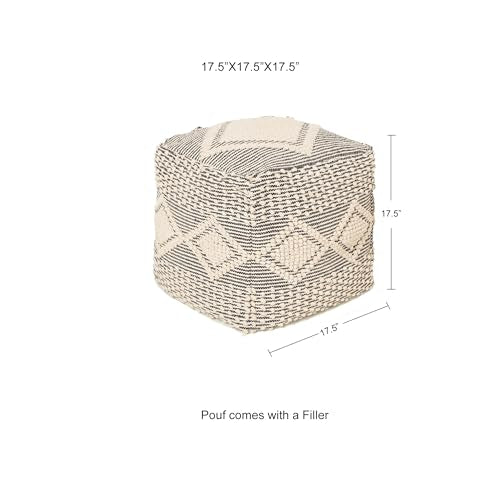 · REDEARTH · Pouf with Filler Cube Bean Bag Pouffe - Diamond Medley Gray | 100% Cotton; 17.5"x17.5"x17.5"; Storage Cube, Doubles as Footrest; Boho Decor for Living Room, Bedroom, Nursery, Kidsroom - color: Cube Diamond Medley Gray With Filler