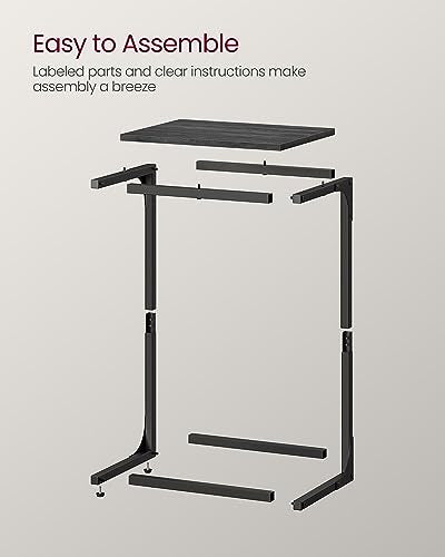VASAGLE C-Shaped End Table, Side Table for Sofa with Metal Frame | Couch Table, Small TV Tray Table for Living Room, Bedroom, Misty Gray and Black, Barnet Collection ULET353B68 - color: Misty Gray + Black