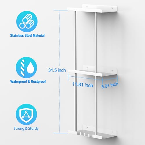 Liuoud Towel Rack for Bathroom, Wall Mounted Vertical Rolled Towel Storage Organizer Holder with Shelf, Holds Up 6 Large Bath Sheets, White Large Size - color: White, size: Larger Size