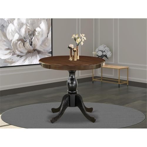 East West Furniture AST-WBK-TP Antique Dining Room Table - a Round kitchen Table Top with Pedestal Base, 36x36 Inch, Multi-Color