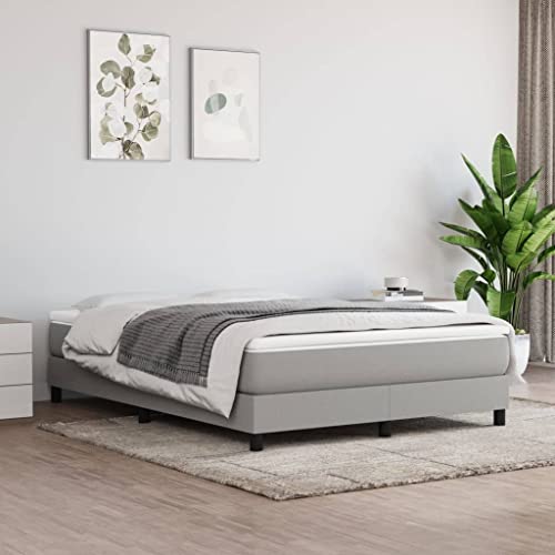 Queen Upholstered Fabric Platform Bed Frame, Textured Finish, Modern Light Grey Low Profile Bed Base, Durable Plywood Wood Slat Support, Bedroom Furniture, Easy Assembly - color: Grey, size: Queen