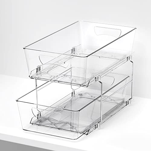 Simple Houseware 2 Tier Basket Drawer Cabinet Pull-Out Organizer, Clear - size: 1-Pack